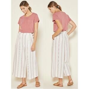 NWT Outerknown Eclipse Pleated Wide Leg Ankle Pants Prism Stripe Women's Size 10